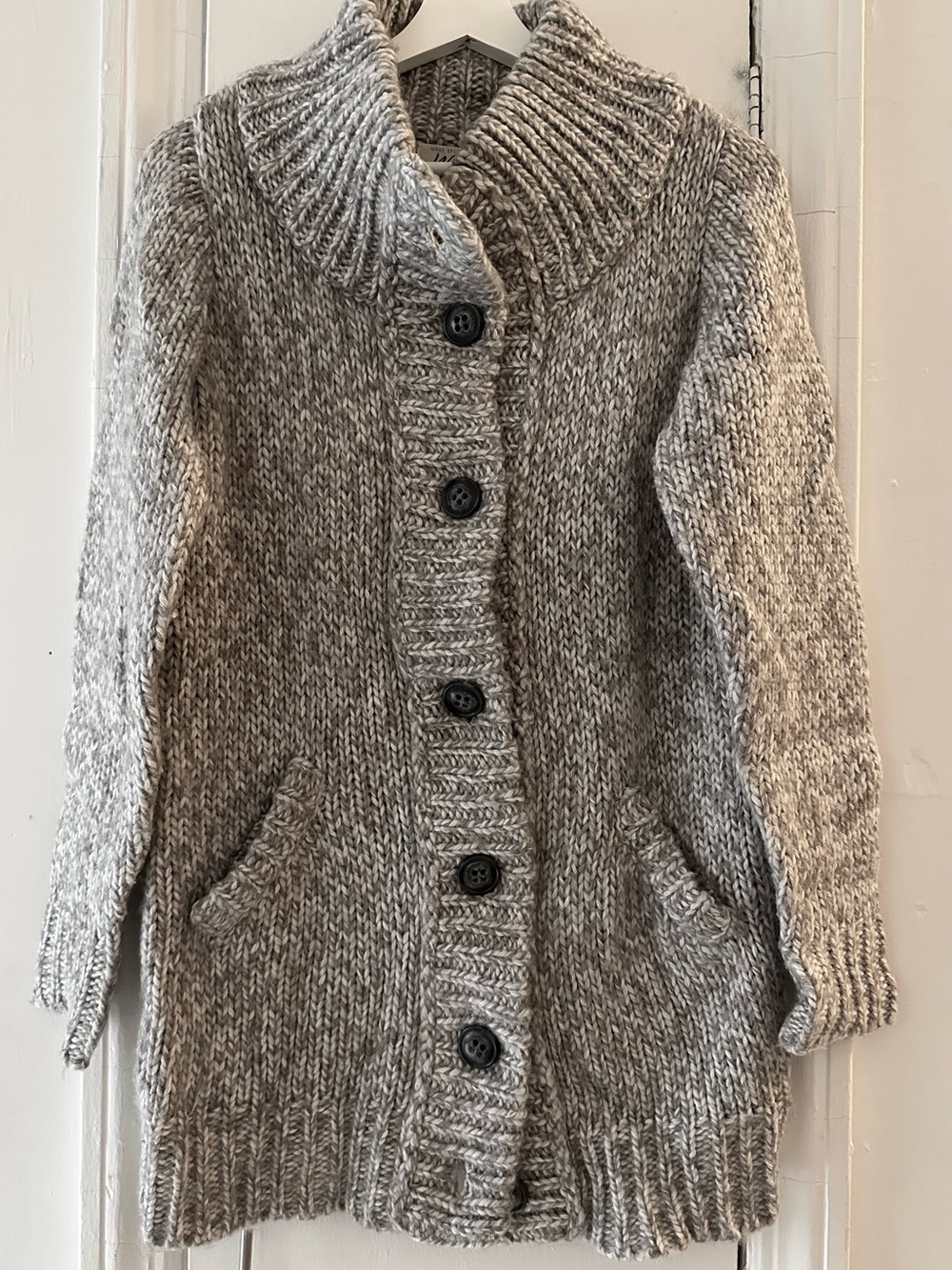Wallace Chunky Shawl Collar Button-Front Women's Sweater - Gray S
